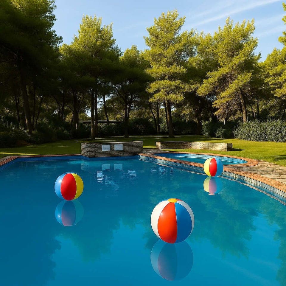 Exterior Pool View – Surrounded by Greenery
A peaceful pool area perfect for lounging, with a secure and serene setting.