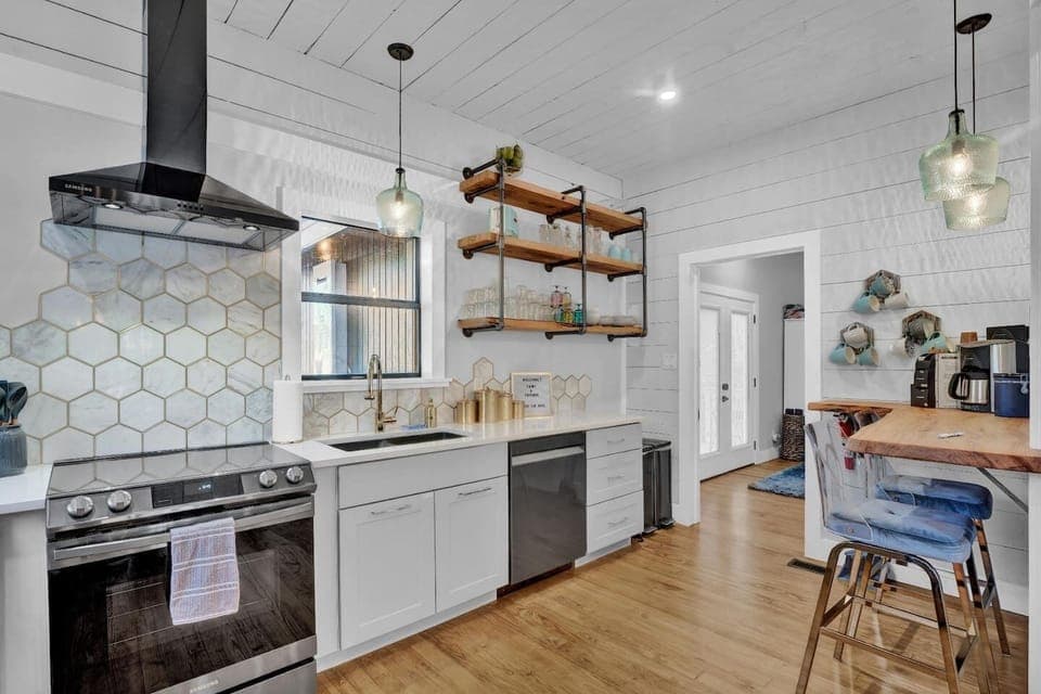 100% remodeled Kitchen with all the amenities and a custom cypress live edge coffee bar.