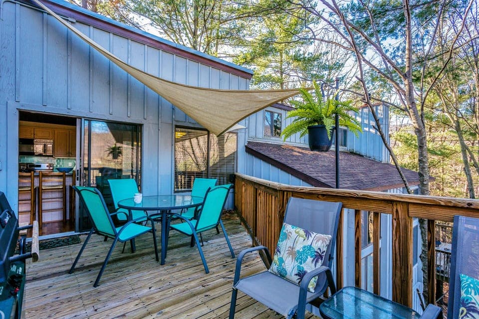 Enjoy the back deck sitting up in the trees