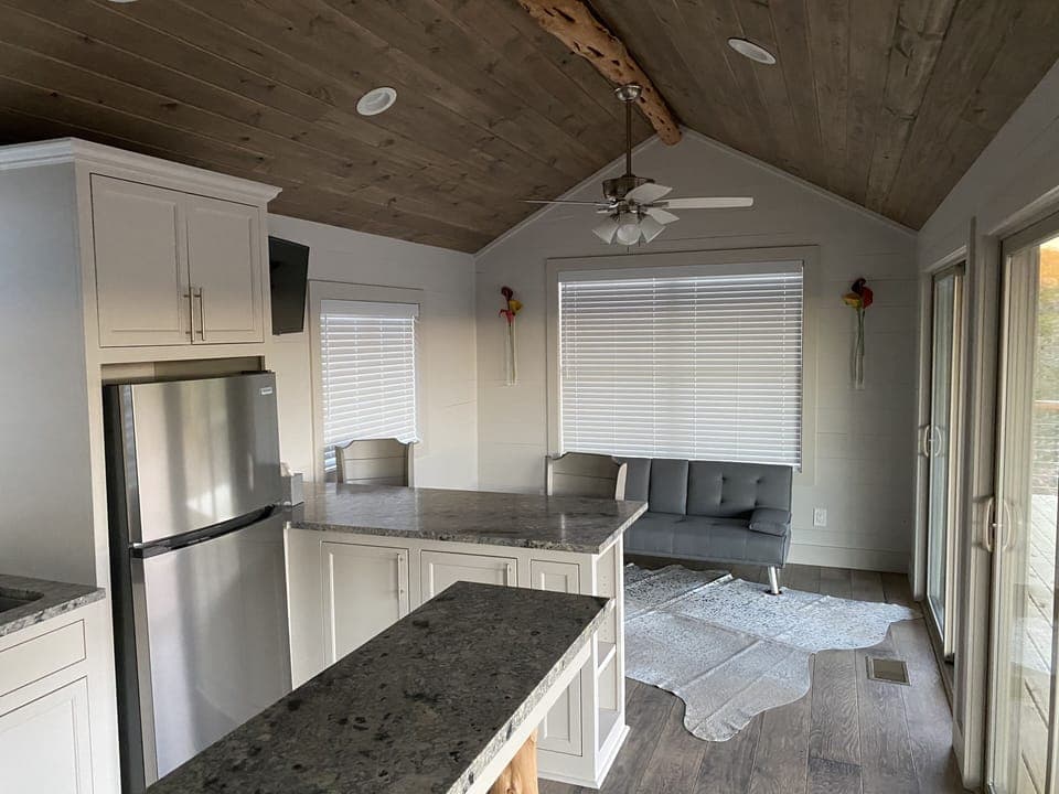 Open kitchen and living area