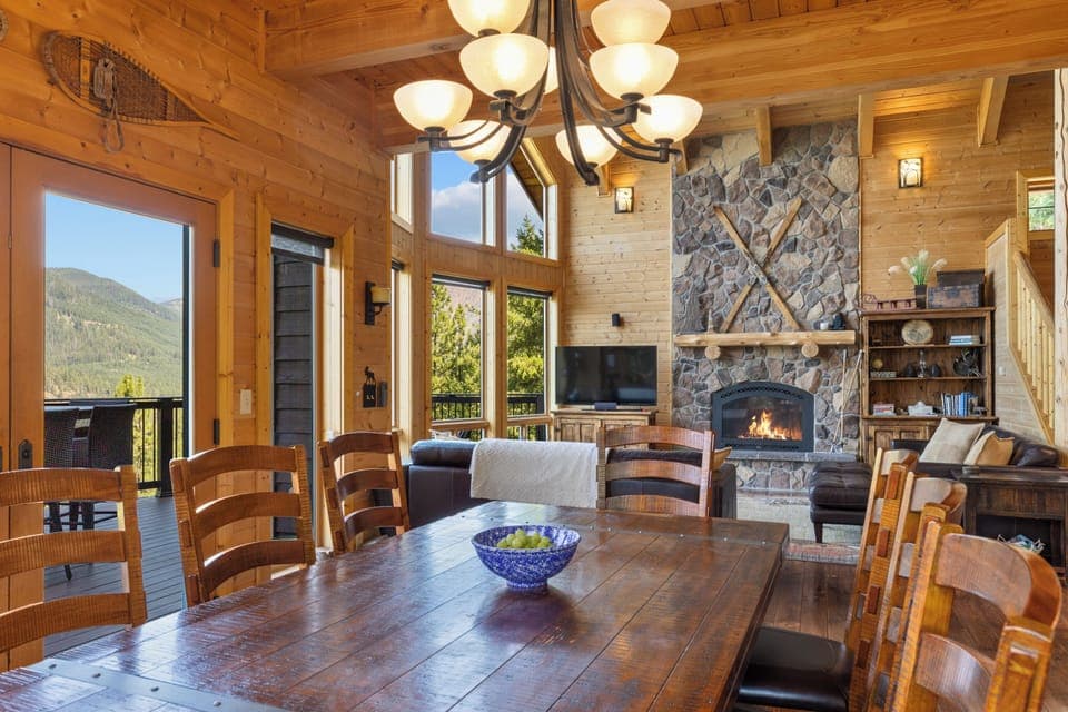 Expandable dining table easily fits 8 guests.