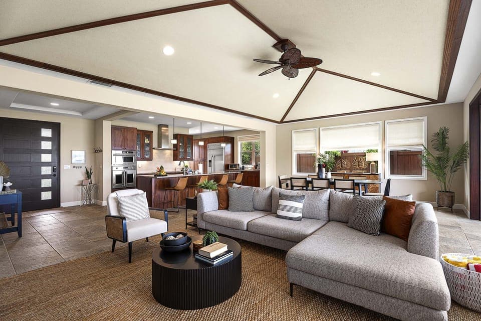 This open-concept great room is perfect for entertaining, relaxing, or enjoying a cozy night in with loved ones.