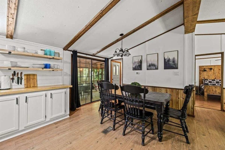 Bedroom 1 is right off of the kitchen and living room.