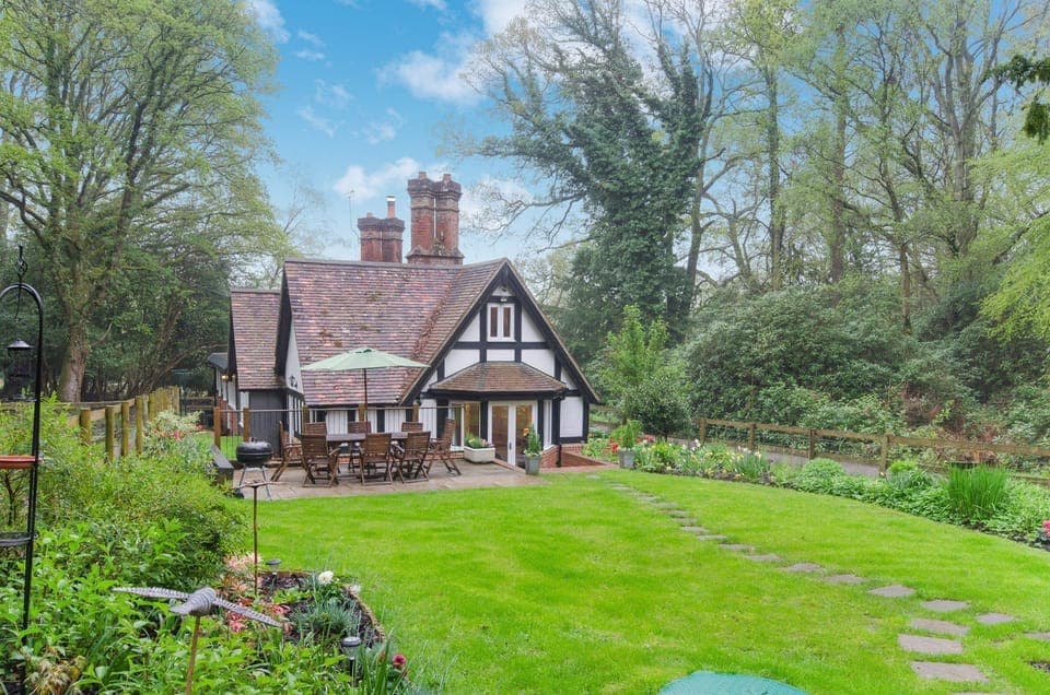 The Lodge garden surrounded by the forest and not another house in sight.