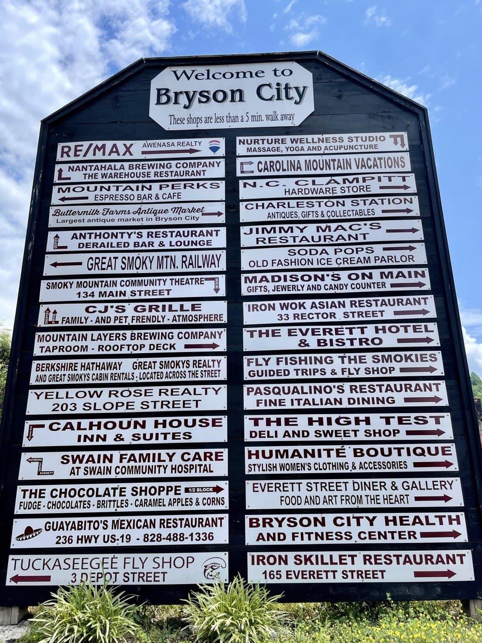 8 miles to Downtown Bryson City.