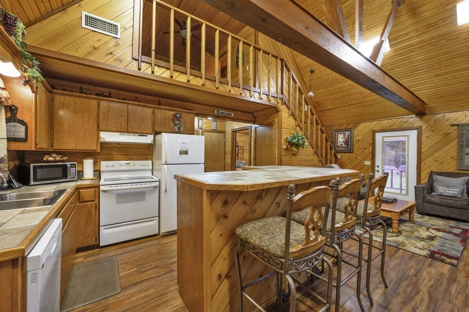 When you enter Burgundy, you'll walk into the open concept dining/kitchen/living areas.