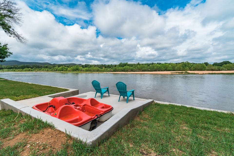 Paddle boat for Guest use. Lower Dock Patio to watch the kids play from.