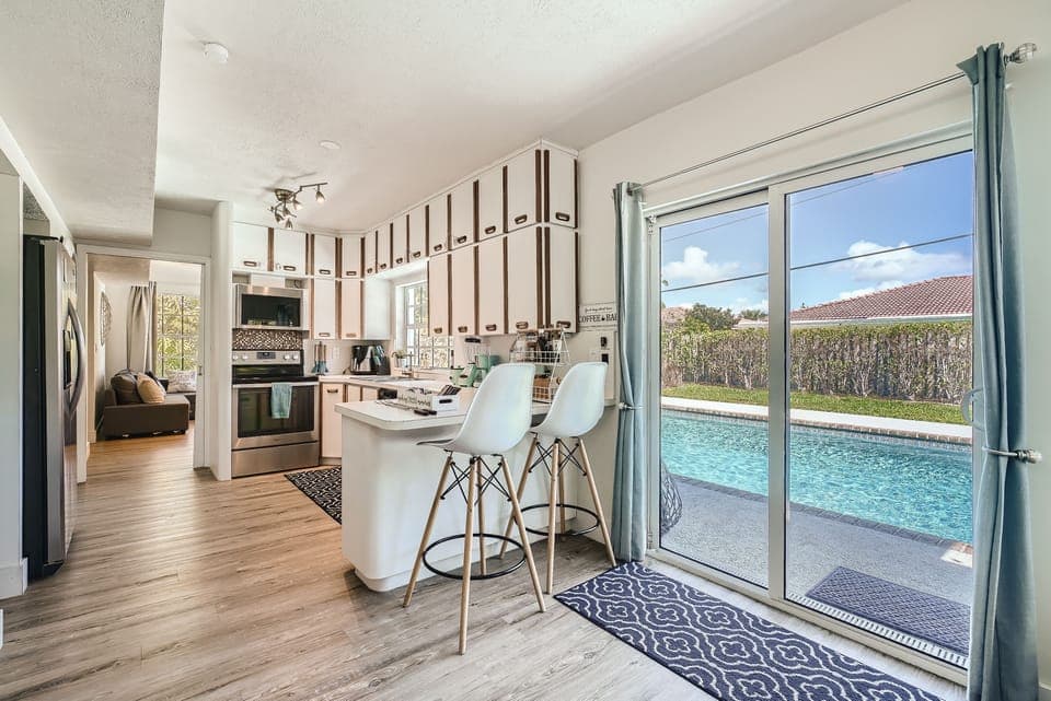 Breakfast coffee and tea bar, with waffle maker, syrups, and variety of choices!