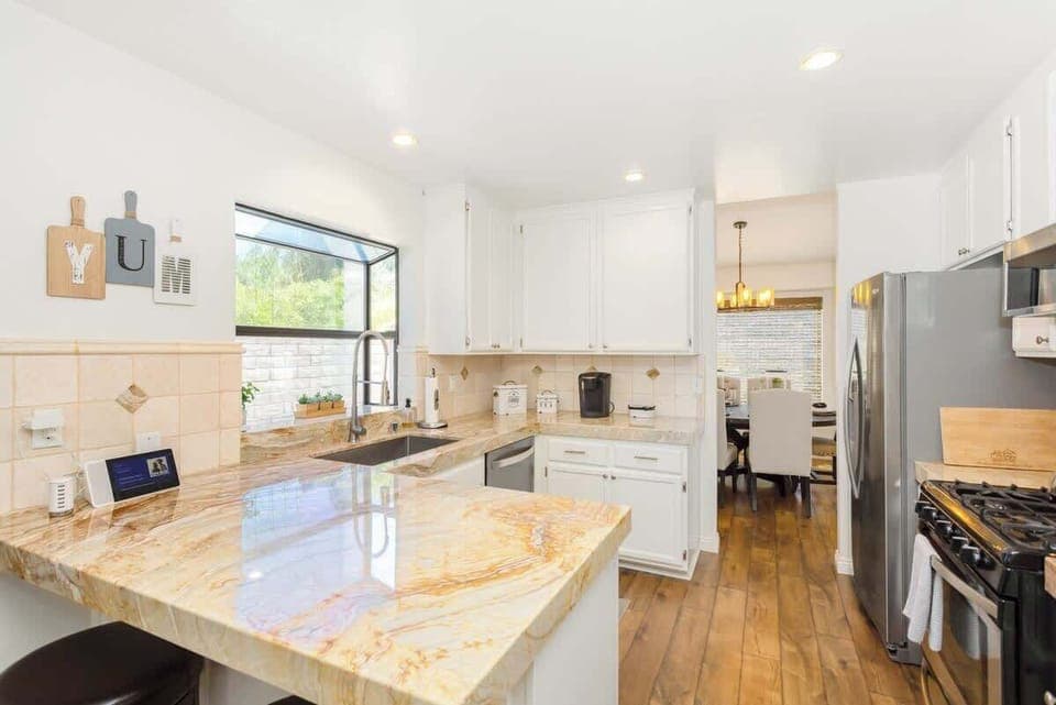 The kitchen is stocked with everything you need to make all your meals