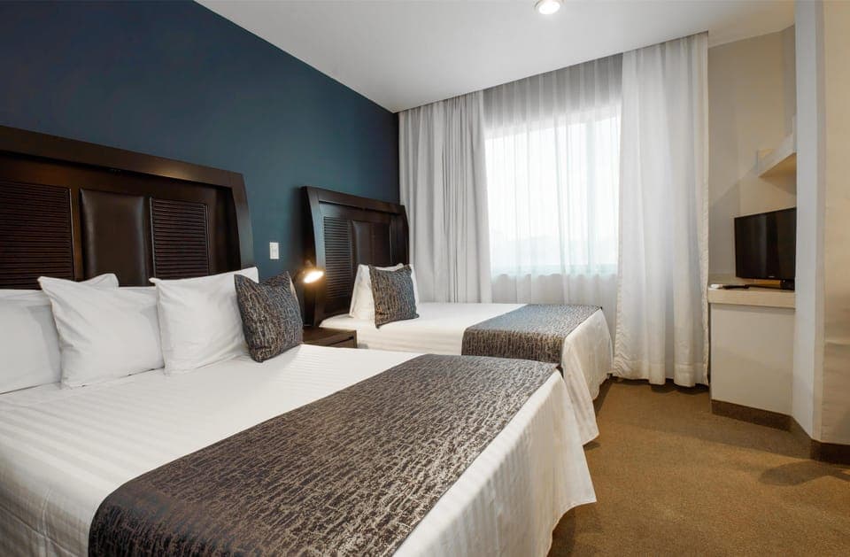 Standard Room, 2 Double Beds, Non Smoking, Microwave | Minibar, desk, iron/ironing board, travel crib