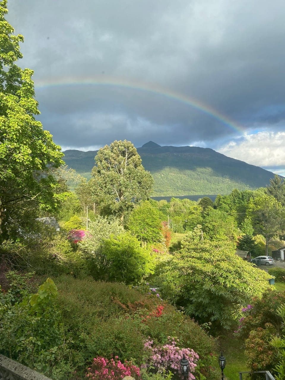 View of Ben Lomond and Loch Lomond from cottage