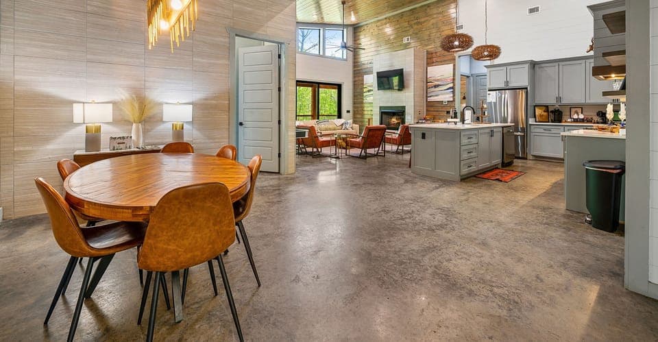 Dine in style with the open-concept layout that brings the family together, surrounded by natural elements