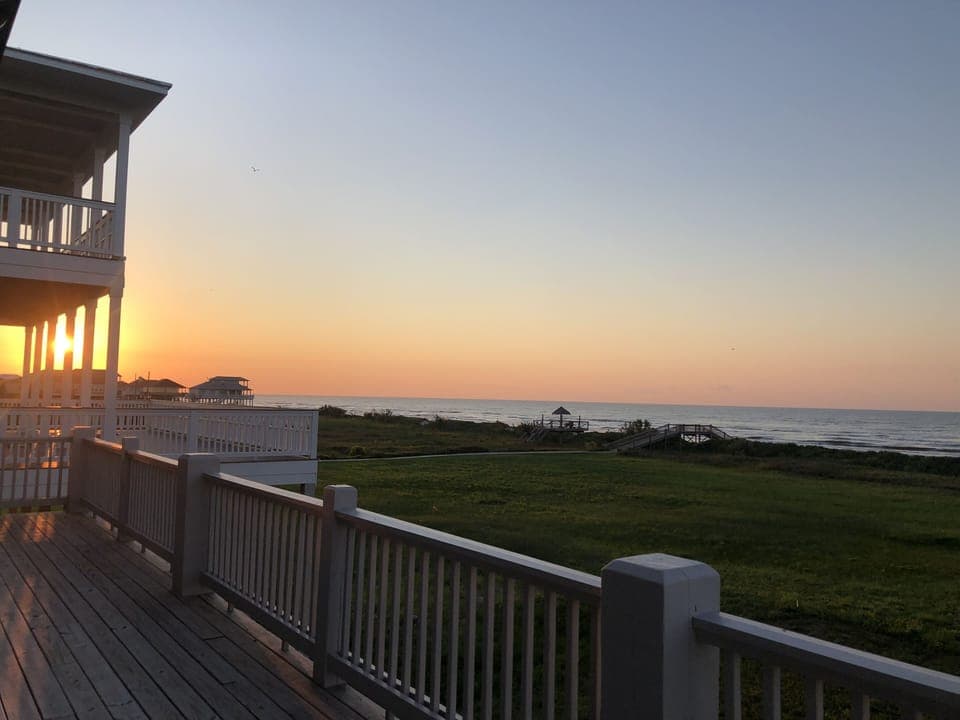 Right on the beach.  No obstructed view!  Beautiful sunrises!