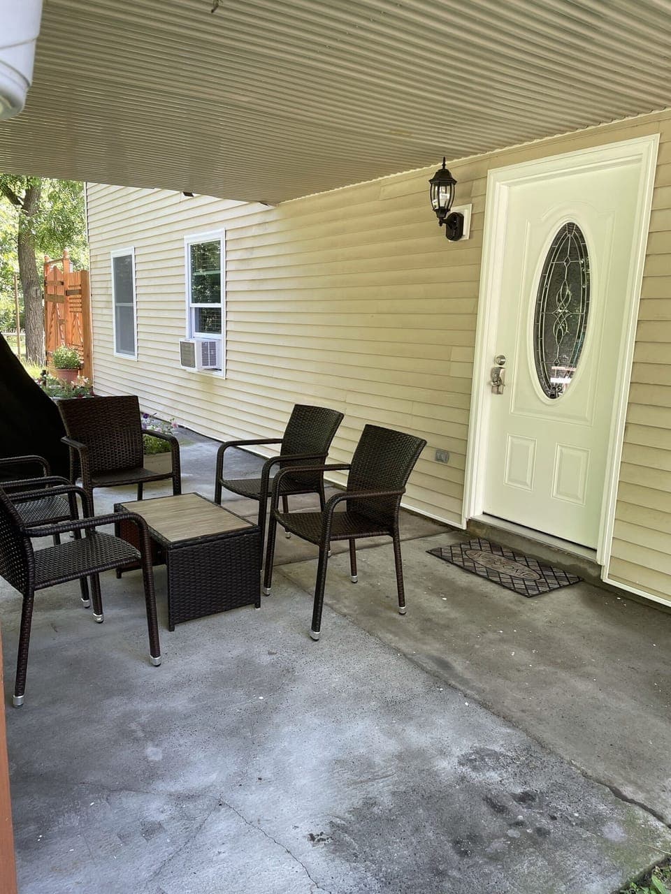 Large patio with seating and full size grill!