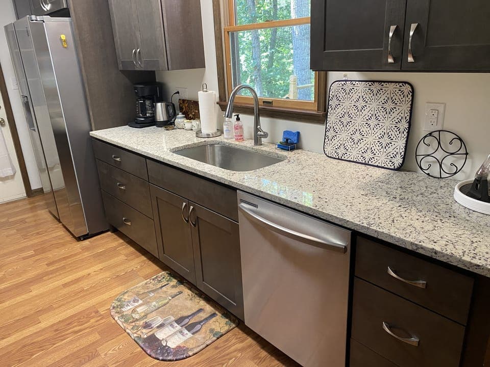 Kitchen is well-stocked with everything you need to cook at home.