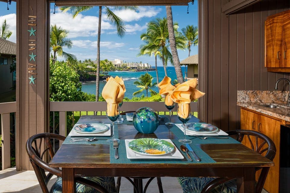 Enjoy Kona coffee and island fruit while feeling the ocean breezes. Relax on your spacious bay-front lanai with breathtaking views of He'eia Bay and the Pacific Ocean. Watch dolphins, enjoy tradewinds, and unwind for hours.