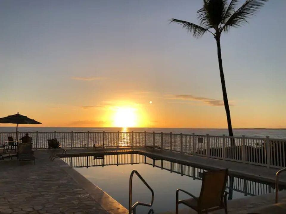 Amazing sunset at the ocean front salt water pool!. Not to be missed!