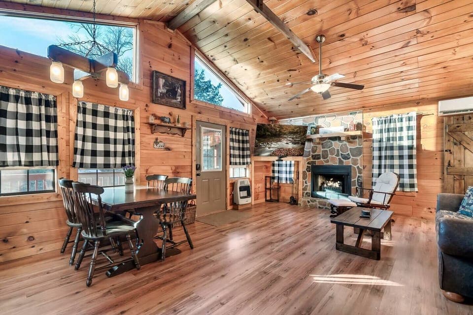 Your open-concept living and dining area is bright and airy.