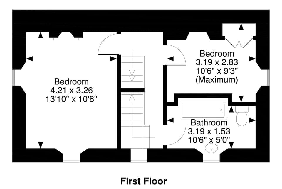 Floor plan of first floor | Bede&rsquo;s Cottage, Windermere