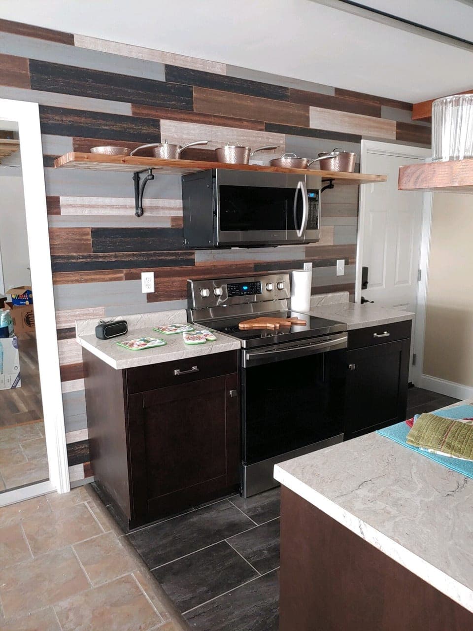 Full kitchen.  View through the door is to the family room. 