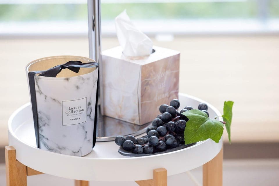 Dessert and coffee set on the balcony for a relaxing moment