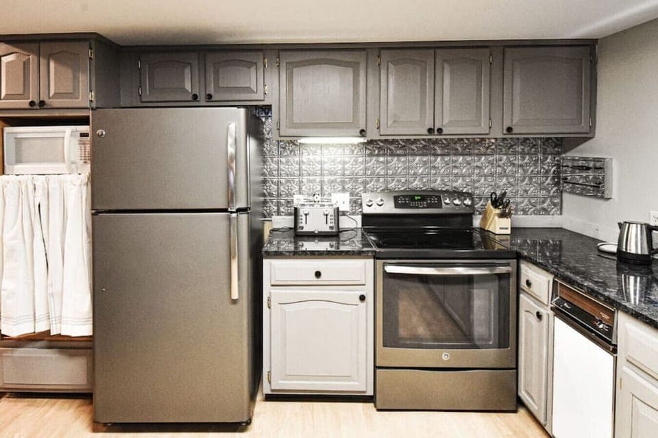 The large, well-appointed kitchen with plenty of counter space