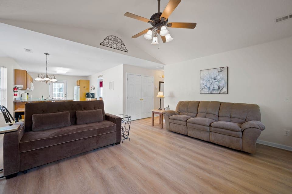 Futon seating coverts to a queen-sleeper