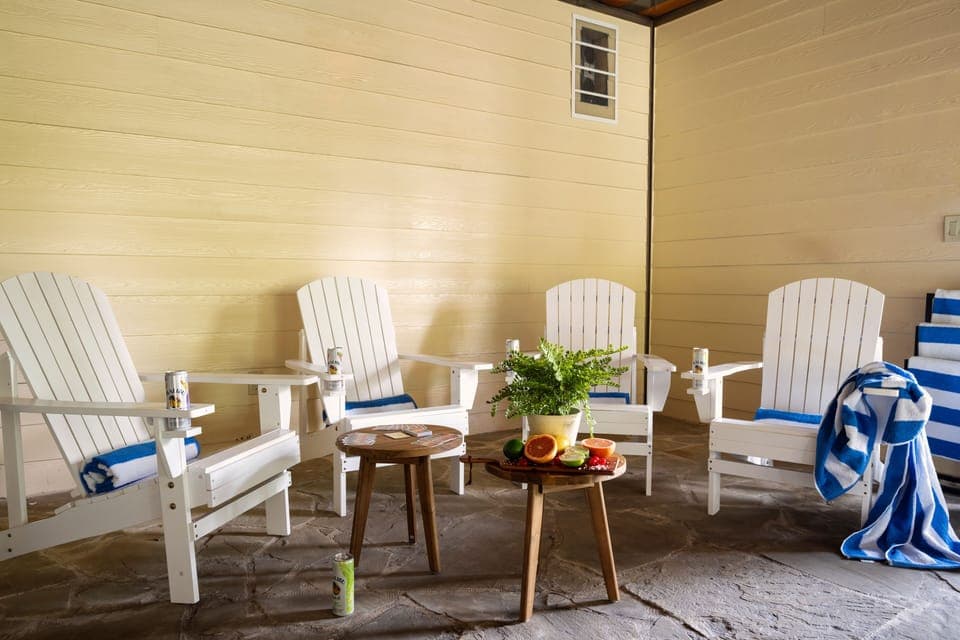 Kick it by the pool, no matter the weather!