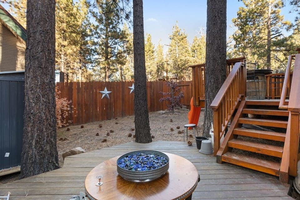 Sparkling blue firepit to have a chat and roast your marshmallows.