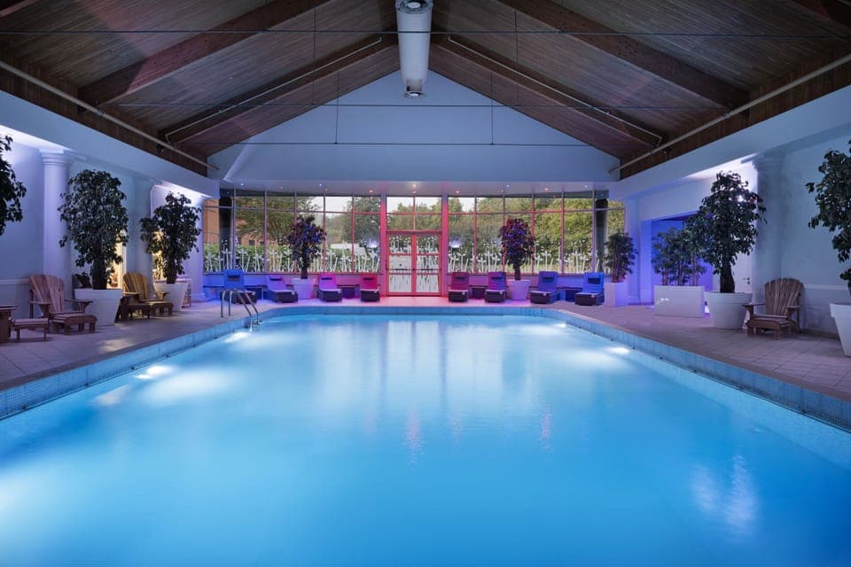 Indoor pool, open 7:00 AM to 8:00 PM, sun loungers