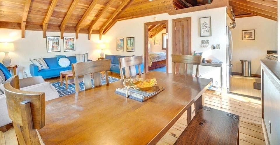 Big dining table for everyone to join in the meals or games