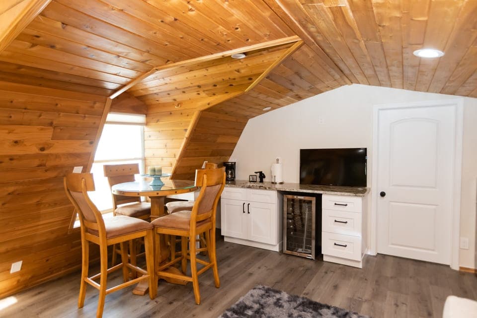 Dining space indoors and there's one outdoors too