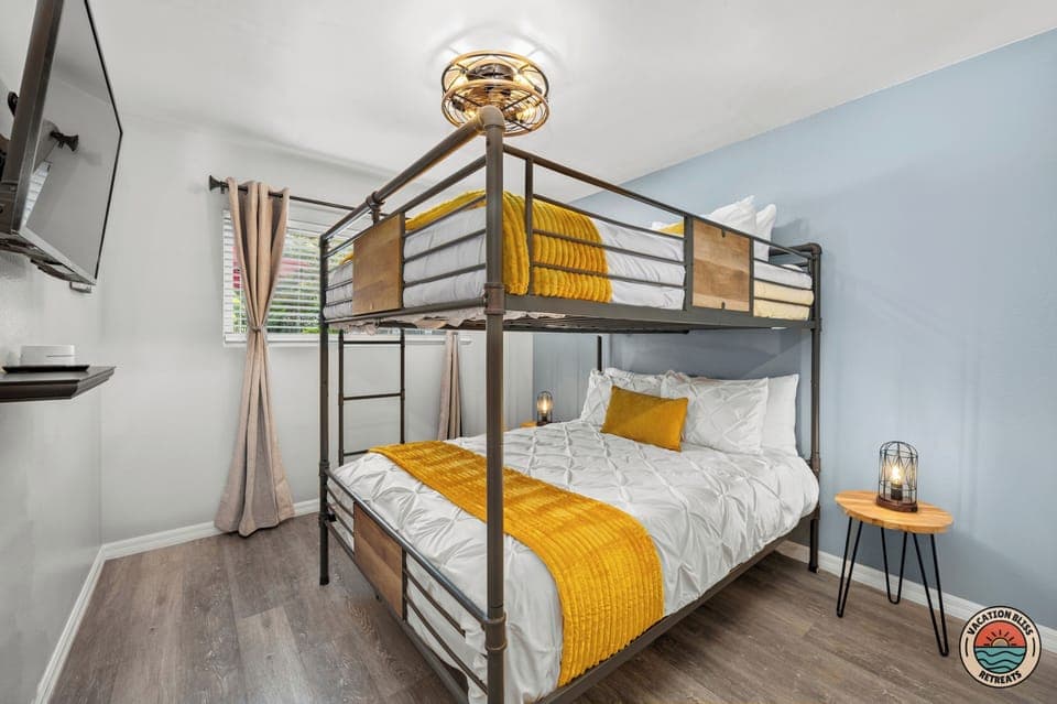 Bedroom #4 features a queen-over-queen bunk bed that the kids will love!