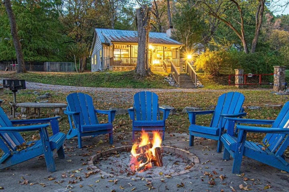 Cozy campfire at dusk