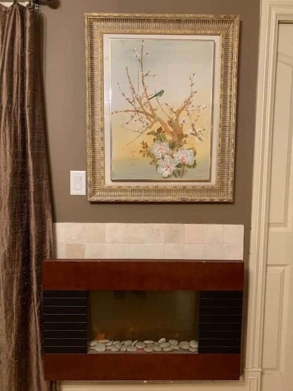 Fireplace in  lower master bedroom