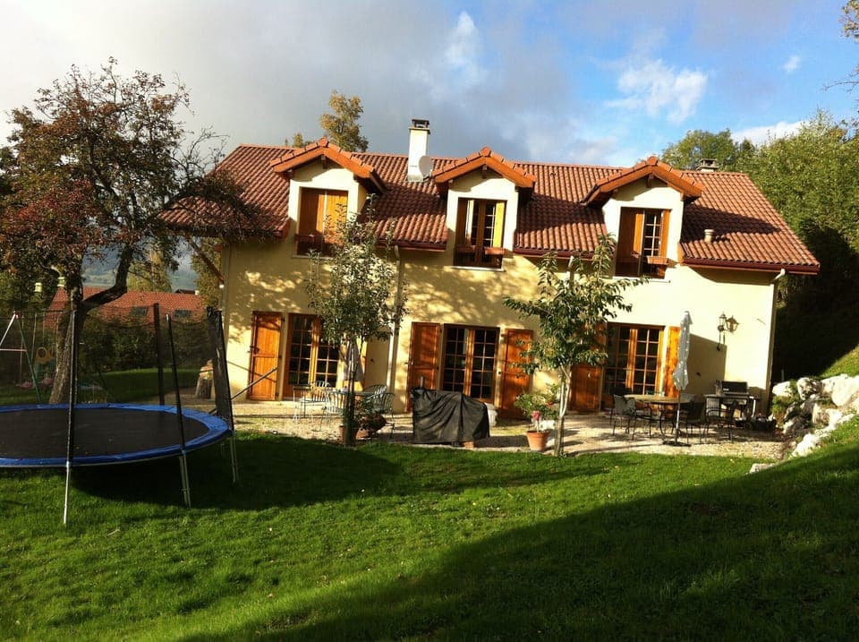 Beautiful backyard area with patio, BBQ, swing set 