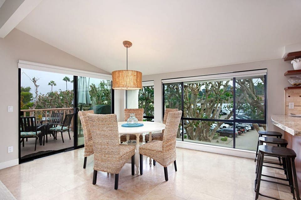 Bright dining area with convenient patio access.