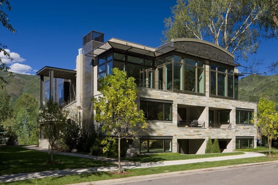 Summer Exterior view (from park with volleyball courts)