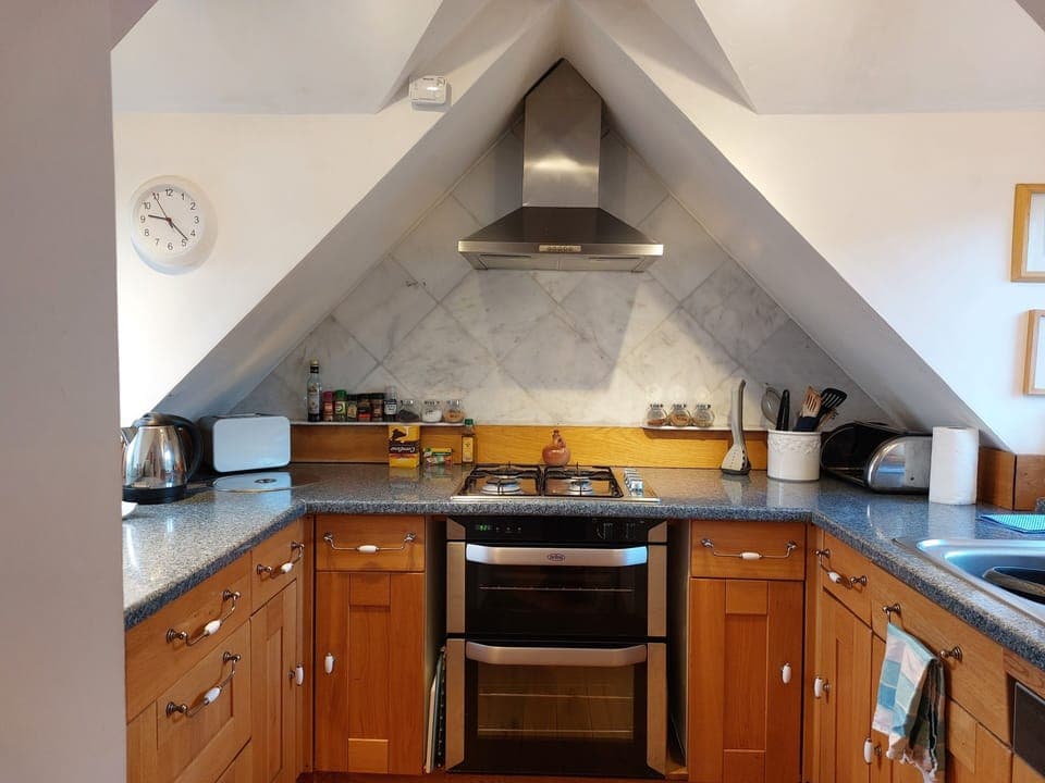 Cabin | Private kitchen | Fridge, microwave, oven, stovetop