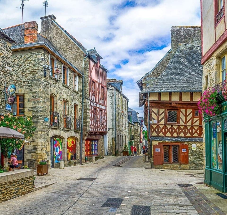 Josselin town centre with beautiful buildings