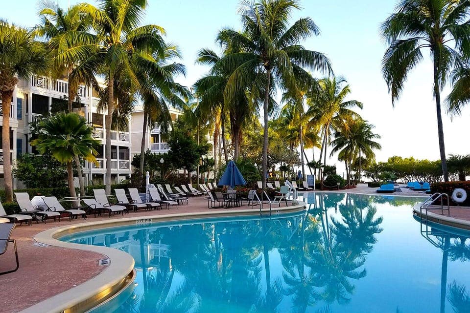 Refreshing pool with seating.