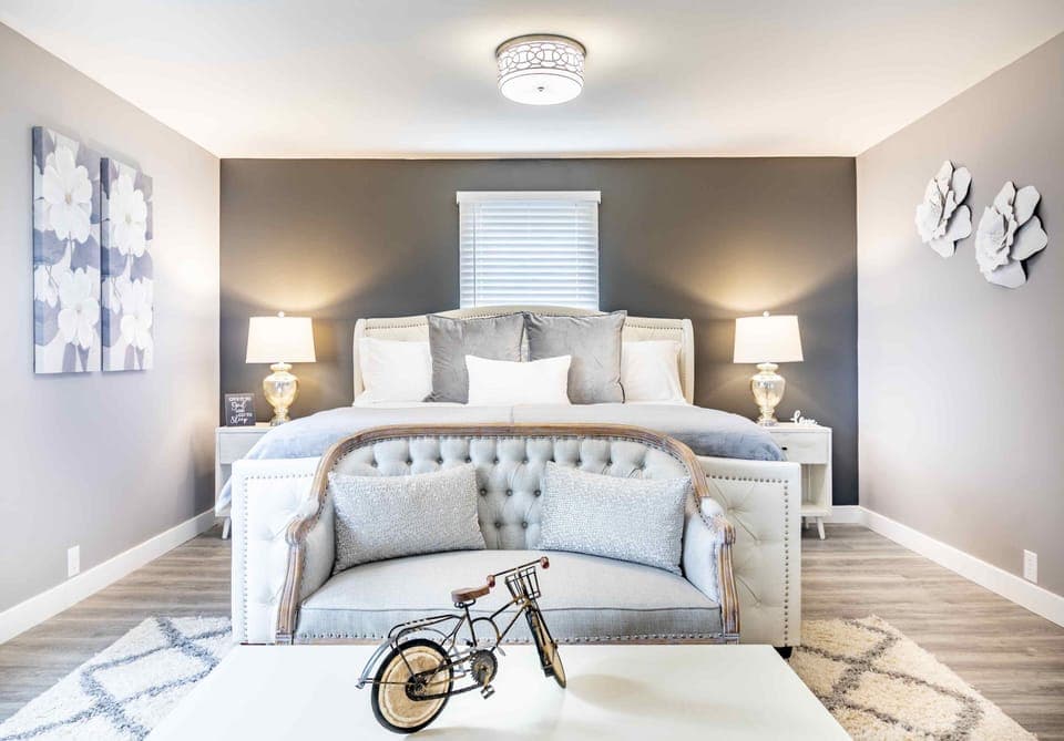 Spacious Master bed room with king size bed, 65" TV  and en-suite bathroom.  