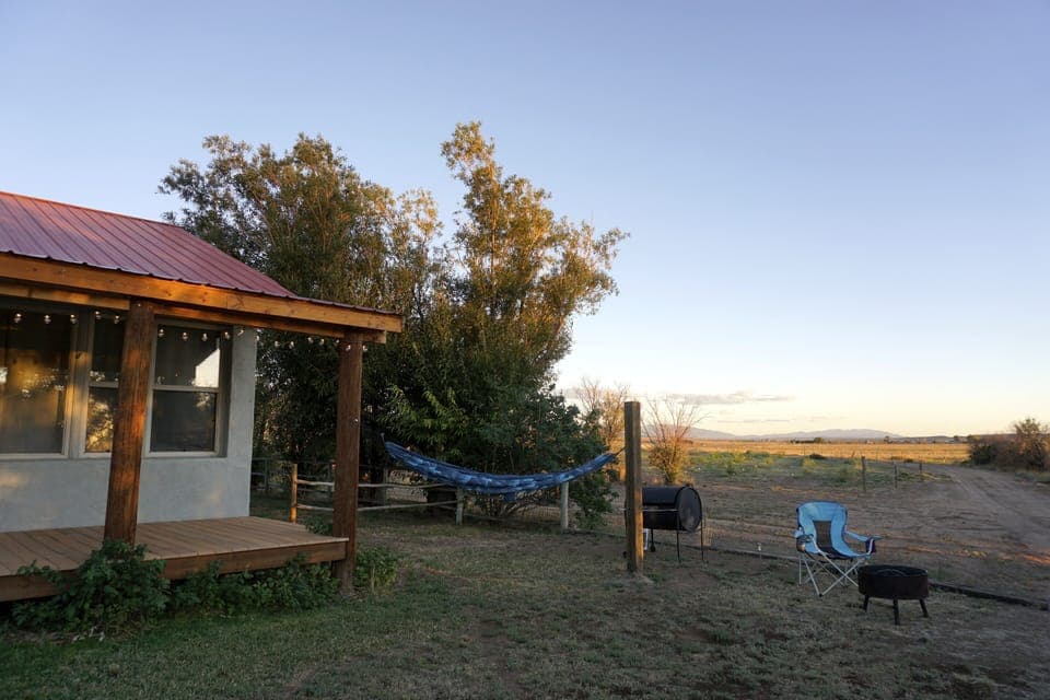 Grill, hammock, and small fireplace 