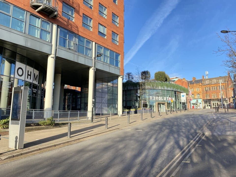 View of bars and restaurants, West Street at the top of Fitzwilliam Street