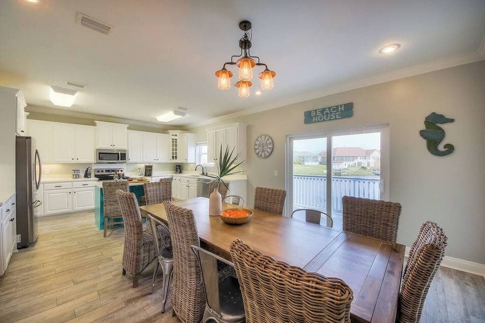 Our newly remodeled kitchen is beautiful, looking out over the lake! There is plenty of room for everyone and all that you would need for cooking a large meal.