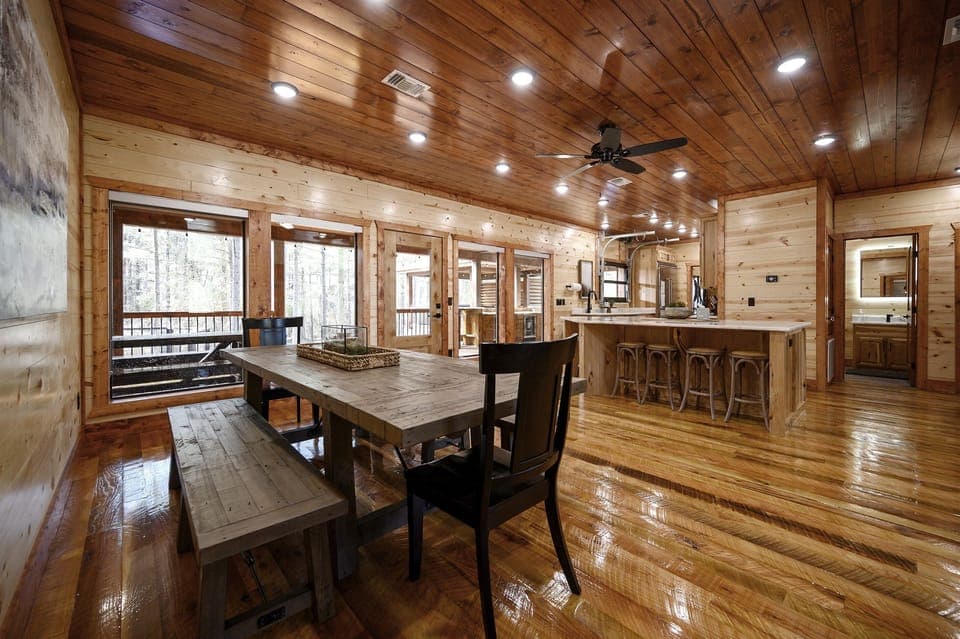 Long kitchen table with plenty of room