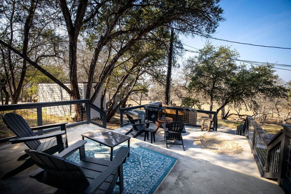 Fire pit and comfy seating for relaxing nights outdoors.