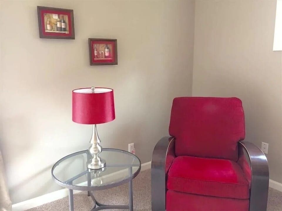 Downstairs bedroom seating area