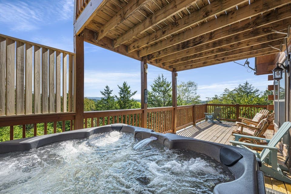 Relax on the spacious deck after exploring the Great Smoky Mountains.  