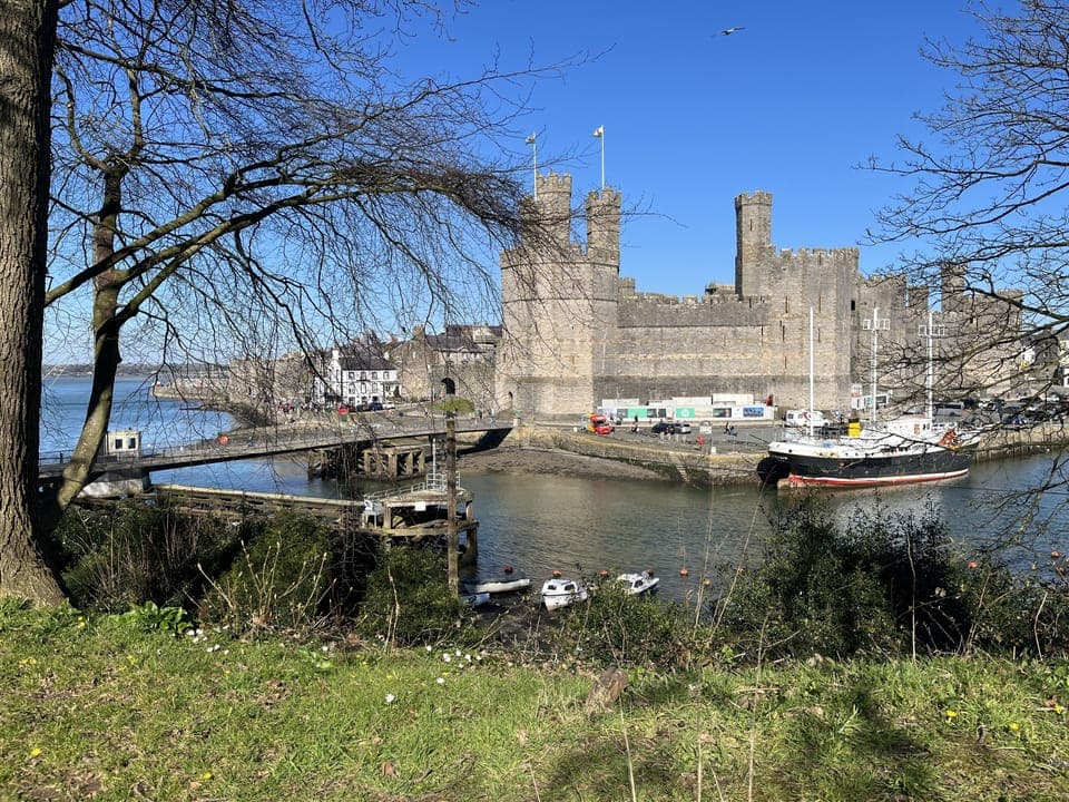 Caernarfon Castle as seen on The Crown Netflix series. 4 miles away. 